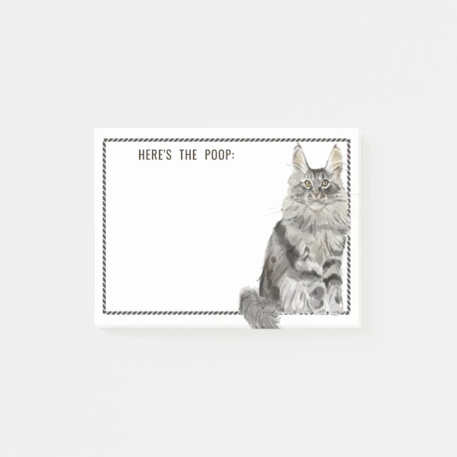 Maine Coon Cat | Funny Editable Text Post-it Notes (Front)