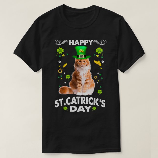 Maine Coon Cat Happy St Catricks Day St Patricks D T-Shirt (Design Front)
