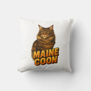 Maine Coon Cat Illustration Cushion