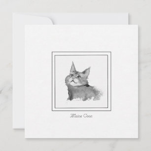 Maine Coon Cat Illustration Flat Note Card