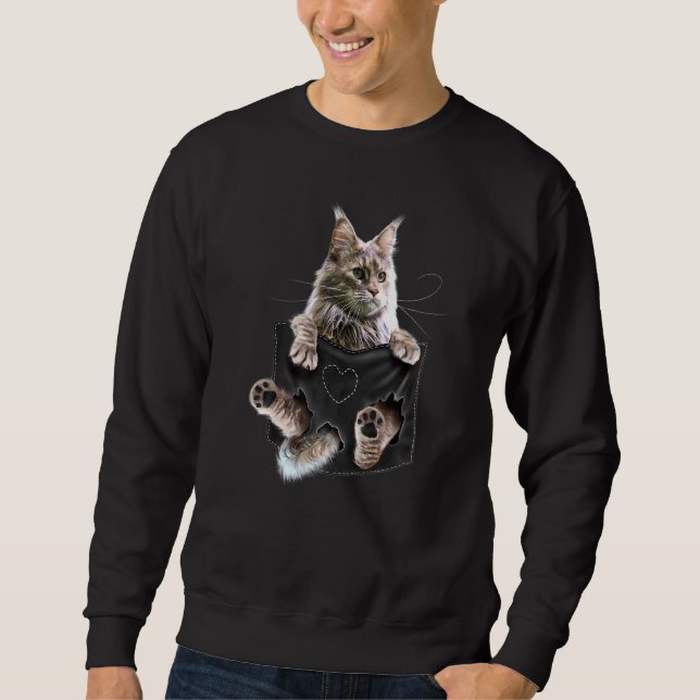 Maine Coon Cat In Pocket Sweatshirt (Front)