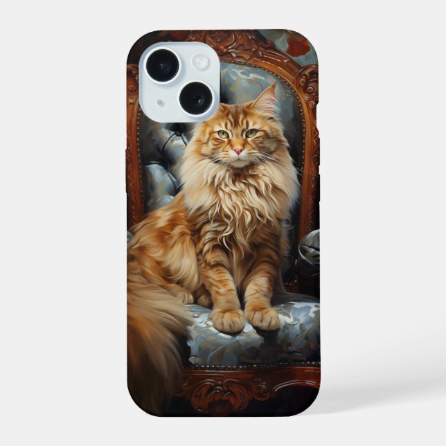 Maine Coon cat iPhone 15 Case (Back)