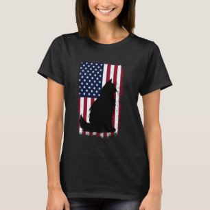 Maine Coon Cat Lover, American Flag Outfit 4th Of T-Shirt