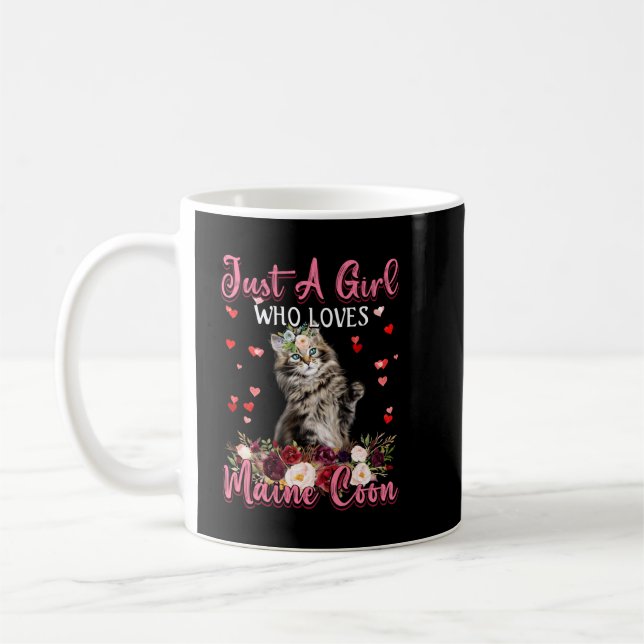 Maine Coon Cat Lover Gift Just A Girl Who Loves Ma Coffee Mug (Left)