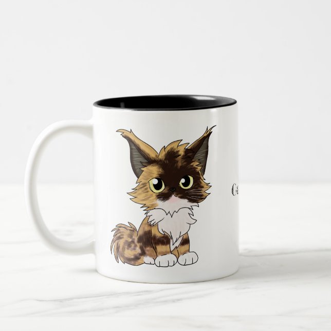 Maine Coon cat named  Two-Tone Coffee Mug (Left)