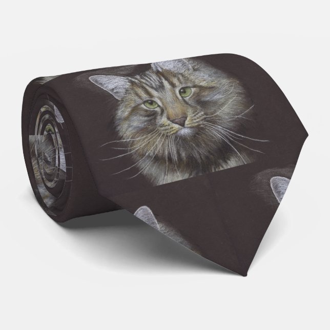 Maine Coon Cat Neck Tie (Rolled)