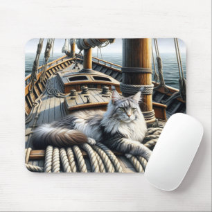 Maine Coon Cat On a Ship Deck Mouse Mat