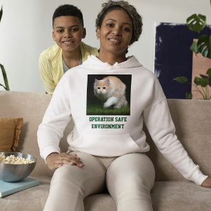 Maine Coon Cat On Ash Custom Green Text Pet Photo Hoodie