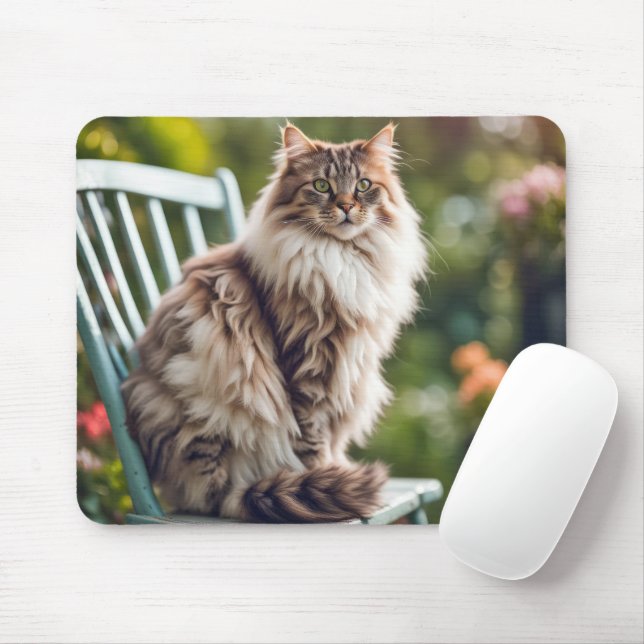 Maine Coon Cat On Chair Mouse Mat (With Mouse)