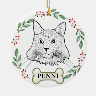 Maine Coon Cat Personalised Ceramic Tree Decoration