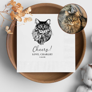 Maine Coon Cat Personalised Cheers Napkin