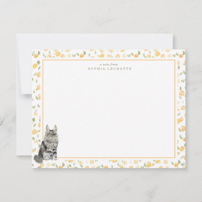Maine Coon Cat Personalised Stationery Card (Front)