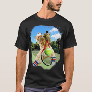 Maine Coon Cat Playing Tennis T-Shirt