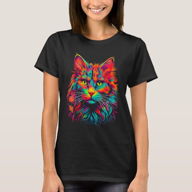Maine Coon Cat Pop Art T-Shirt (Front)