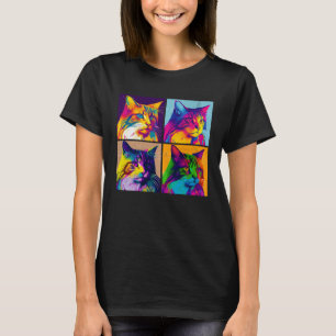 Maine Coon Cat Pop Illustration Colourful Animal T-Shirt