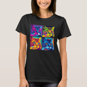 Maine Coon Cat Pop Illustration Colourful Animal T-Shirt