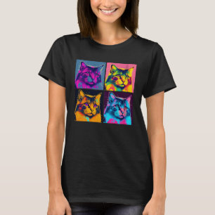Maine Coon Cat Pop Illustration Colourful Animal T-Shirt