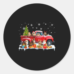 Maine Coon Cat Red Truck Christmas Tree Santa Ugly Classic Round Sticker