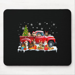 Maine Coon Cat Red Truck Christmas Tree Santa Ugly Mouse Mat