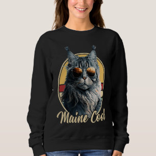 Maine Coon Cat Retro Outfit Maine Cool Animal Kitt Sweatshirt