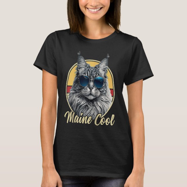Maine Coon Cat Retro Outfit Maine Cool Animal Kitt T-Shirt (Front)