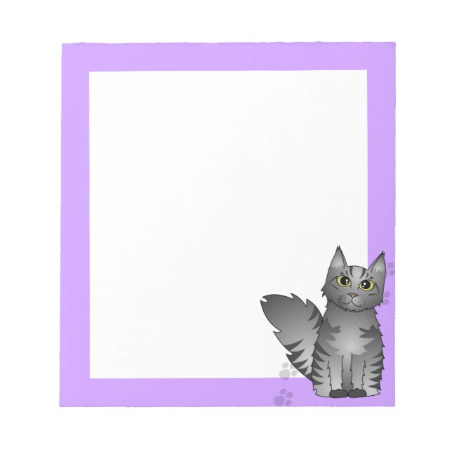 Maine Coon Cat - Silver Grey Tabby Notepad (Front)