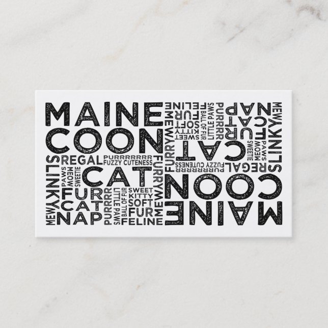 Maine Coon Cat Typography Business Card (Front)