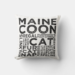 Maine Coon Cat Typography Cushion