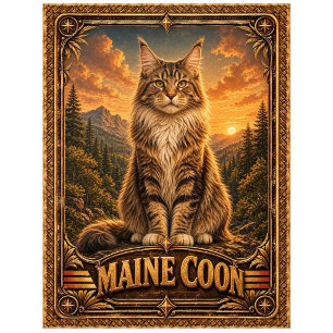 Maine Coon Cat, Vintage Art Postcard