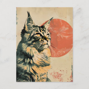 Maine Coon Cat Vintage Art Postcard