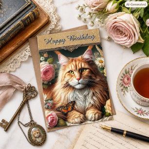 Maine Coon Cat Vintage Birthday for Cat Lover Card