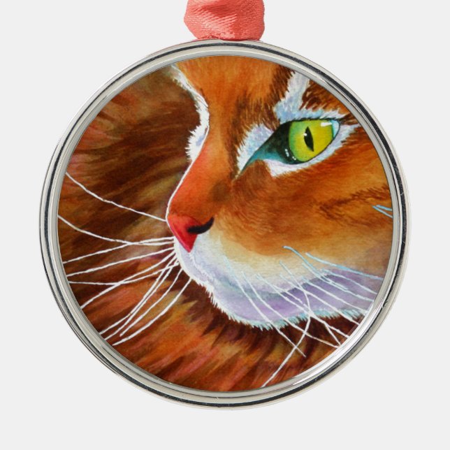 Maine Coon Cat Whiskers Metal Tree Decoration (Front)