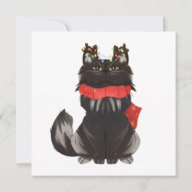 Maine Coon Cat with Christmas Decorations Invitation (Front)