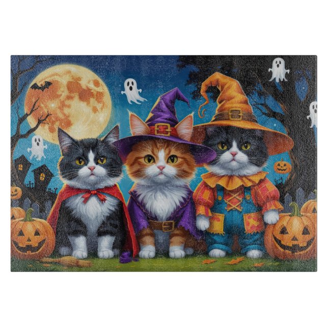 Maine Coon Cats Pumpkin Halloween Funny Cutting Board (Front)