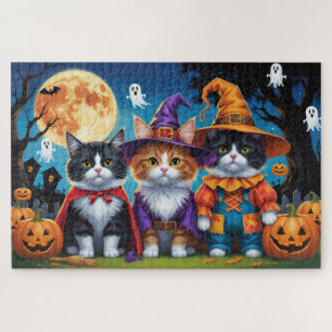 Maine Coon Cats Pumpkin Halloween Funny Jigsaw Puzzle