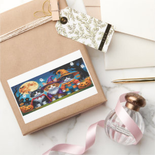 Maine Coon Cats Pumpkin Halloween Funny Rectangular Sticker