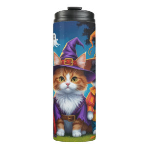 Maine Coon Cats Pumpkin Halloween Funny Thermal Tumbler