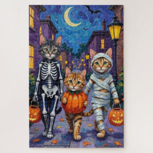 Maine Coon Cats Trick-or-Treating in Halloween  Jigsaw Puzzle