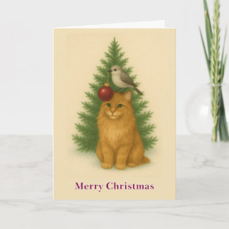 Maine Coon Christmas Card | Vintage Cat | Printabl