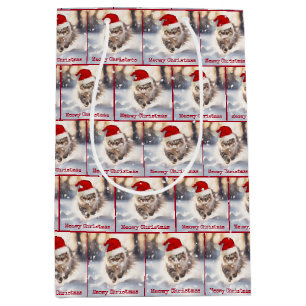 Maine Coon Christmas Cat In Snow Medium Gift Bag
