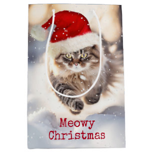 Maine Coon Christmas Cat In Snow Medium Gift Bag