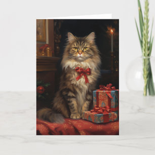 Maine Coon Christmas greeting card