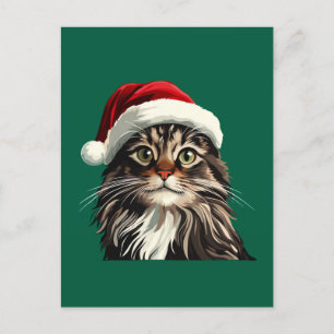 Maine coon, CHRISTMAS, kitty cat, kitty presents Postcard