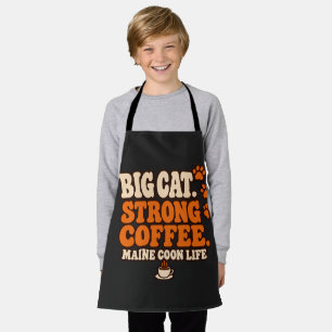Maine Coon Coffee Retro Orange & Cream Typography Apron