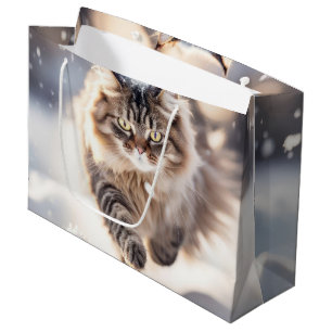 Maine Coon Dashing Through the Snow Large Gift Bag