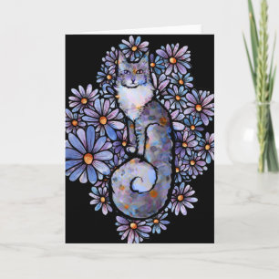 Maine Coon Dilute Calico Cat Purple Card