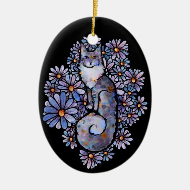 Maine Coon Dilute Calico Cat Purple                Ceramic Tree Decoration (Front)