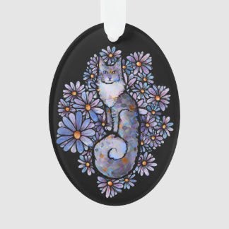 Maine Coon Dilute Calico Cat Purple Ornament
