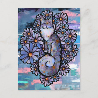 Maine Coon Dilute Calico Cat Purple Postcard