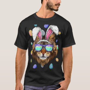 Maine Coon Easter Bunny Ears Cat Easter Eggs Hunti T-Shirt